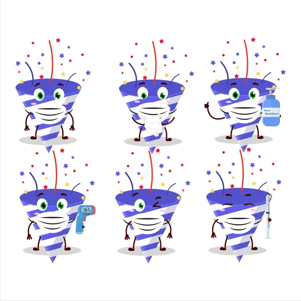 Mavi kestane fişeği karikatür tasarımı bir salgın sırasında sağlıklı kalmaya devam ediyor. Vektör illüstrasyonu