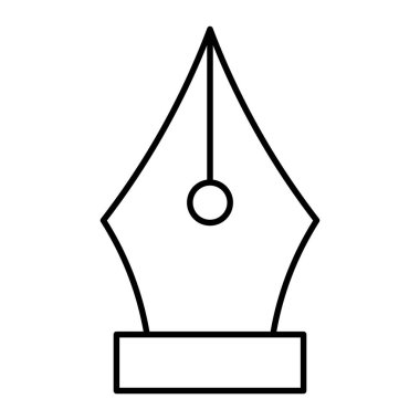 Dolmakalem ucu vektör simgesi. Kaligrafi ya da grafik tasarım kalem ucunun basit siyah çizgisi. Yazma, çizim veya dijital tasarım araçları için en küçük düz çizgi sanat sembolü.