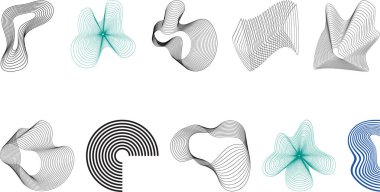 Soyut çizgili çizgi resim seti koleksiyonu