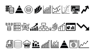İş Zekası, Grafikler, Grafikler ve Kontrol Panelleri için Veri Analizi Simgesi Ayarlandı