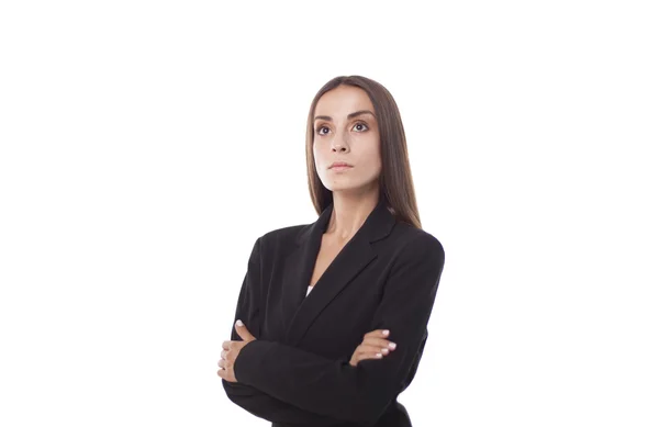 Mujer de negocios con chaqueta negra . — Foto de Stock