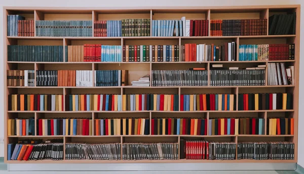 Библиотека Магазин Книжным Шкафом Книжные Полки Библиотеке Большой Книжный Шкаф — стоковое фото