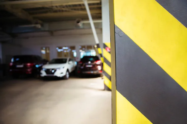 Many Modern Beautiful Cars Parked Parking Shopping Center Mall — Stock Photo, Image