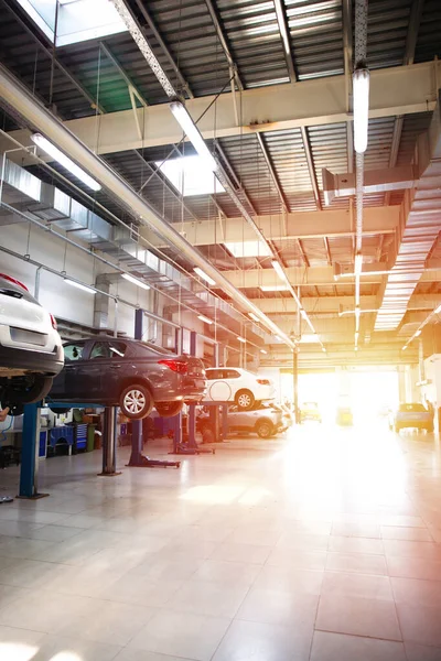 Modern Car Repair Station Large Number Lifts Specialized Equipment Diagnostics — Stock Photo, Image