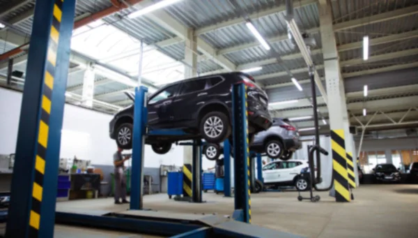 Modern Car Repair Station Large Number Lifts Specialized Equipment Diagnostics — Stock Photo, Image