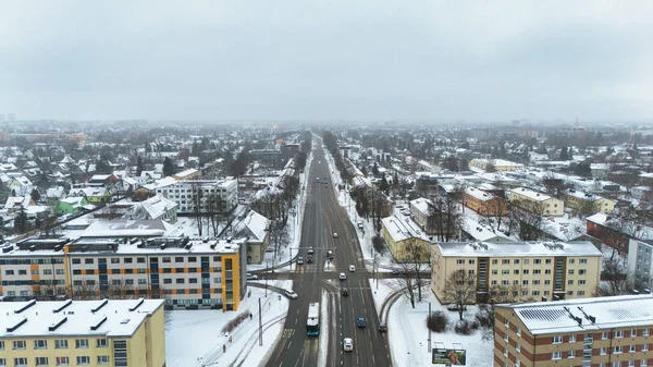 Tallinn, Estonya 'daki Kristiine Bölgesinin Hava Kış Manzarası