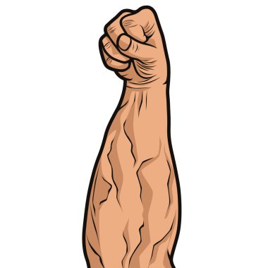 Yumruk pozisyonunda güçlü bir elin görüntüsü.