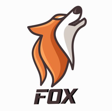 Tilki kafasının basit renkli logosu