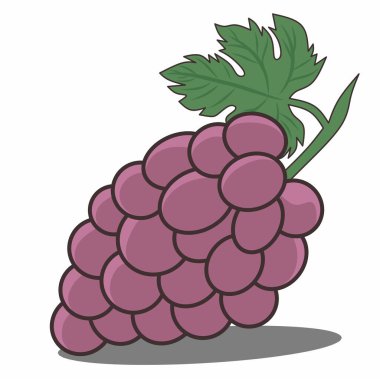 Çocuk kitabı için beyaz arka planda bir demet üzümün çizimi