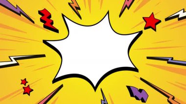 Komik çizgi roman patlama arkaplanı, kopyalama alanı, kavramları, fikirler, 4k, kusursuz döngü ögesi