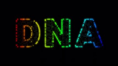 A, T, C, G, G harfleri ve canlı renk değişimine sahip, kusursuz, parlayan DNA tipografi animasyonlarından oluşan iki set. Alfa kanalı, bilim, biyoteknoloji, teknolojik görseller ile şeffaf bir arkaplan