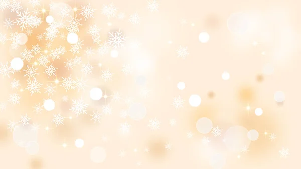 Beyaz Kar Taneleri ve Parlayan Bokeh 'le Soft Champagne Gold Noel Arkaplanı - Kopya Boşluğu ile Zarif Soyut Kış Resimleri