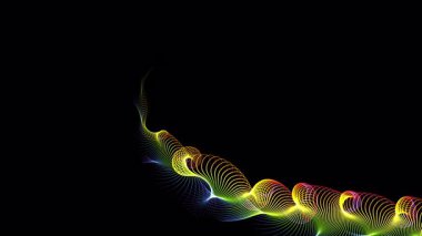 Soyut akışkan dairesel dalga yapısı animasyonu canlı gökkuşağı gradyan renkleriyle. Modern dijital görseller için geleceksel hareket tasarımı, alfa kanalı ile şeffaf arkaplan
