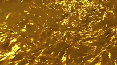 Yansıtıcı dokusu olan soyut altın renkli metalik dalga arkaplanı. Lüks, yenilik, fikirler ve modern görsel estetiği temsil eden zarif 4K tasarım konsepti