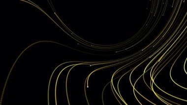 Soyut dinamik optik fiber veri akışı animasyonu, akan altın çizgiler ve ışık efekti, festival, teknoloji veya dijital iletişim temaları için mükemmel, alfa kanallı şeffaf arkaplan