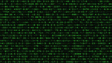 Çevrimiçi veri akışında rakam 07 'yi gösteren yeşil octal kod arka plan animasyonu, programlama, siber güvenlik, hackleme, şifreleme ve teknoloji kavramları için idealdir