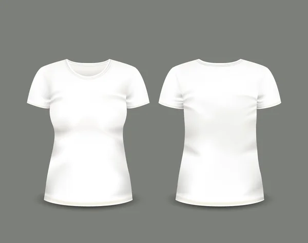 Camiseta blanca para mujer manga corta — Vector de stock