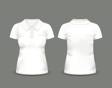 Womens white polo shirt short sleeve clipart