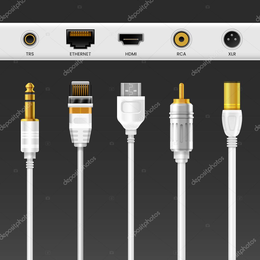 Set of USB charger, phone connector wires