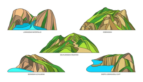 Corée du Sud points de repère ou paysage naturel, extérieur — Image vectorielle