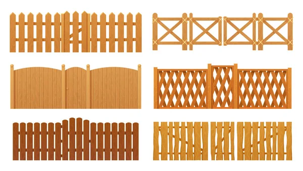 Cerca o puertas de madera, tableros de barrera de pared de madera — Archivo Imágenes Vectoriales