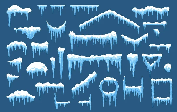 Ensemble de formes vectorielles de glace d'hiver et de neige de vacances — Image vectorielle