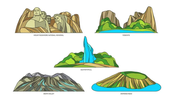 Conjunto de vistas vectoriales aisladas de EE. UU. O EE. — Vector de stock