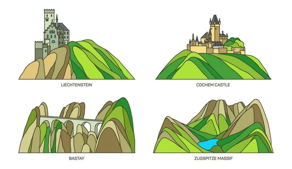 Ensemble de points de repère de l'Allemagne ou de tourisme — Image vectorielle