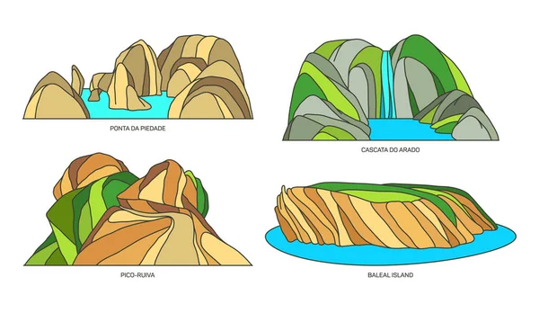 Conjunto de Portugal punto de referencia de viaje o paisaje — Vector de stock