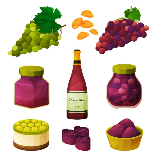 Food from grapes, fruit products and sweets