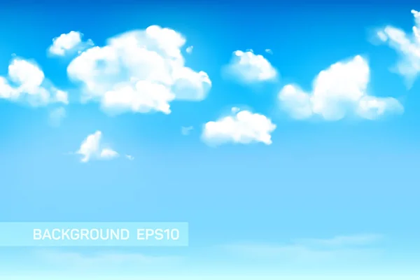 Blue Sky Background Fluffy Cumulus Clouds Bright Realistic Sky Backdrop — Stock Photo, Image