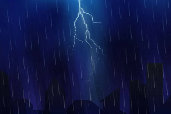Trovoada Tempestade Noite Fundo Vetorial Fundo Fenômeno Natural Com Chuva — Fotografia de Stock