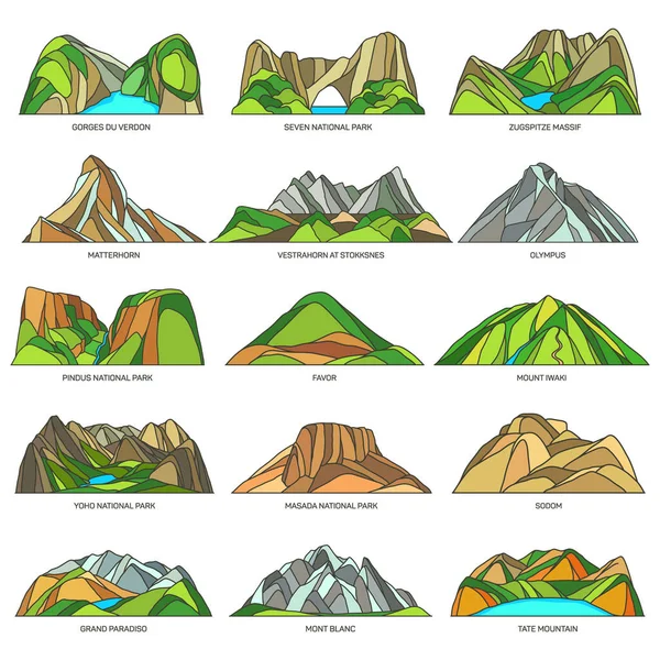 Naturparker med berg och klippor, vektor — Stock vektor
