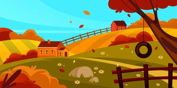 秋天的风景还是秋天的风景，矢量旗 — 图库矢量图片
