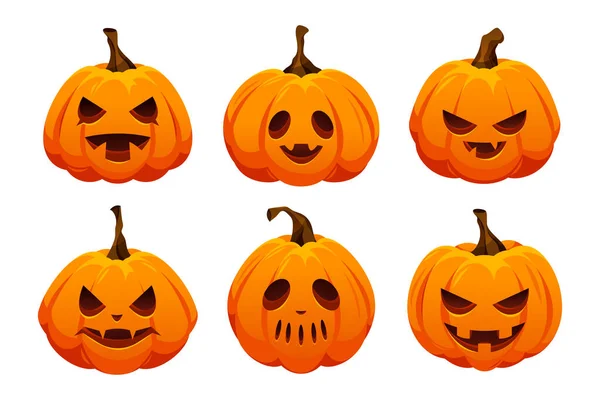 Set of Halloween pumpkin icons, fantasy characters — Stock Vector