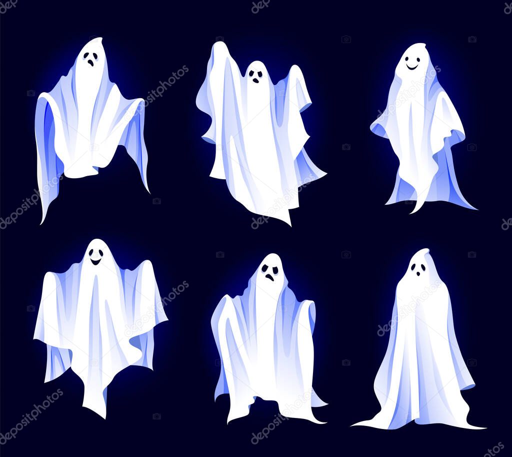 Spirit or ghost icon set, fantasy characters