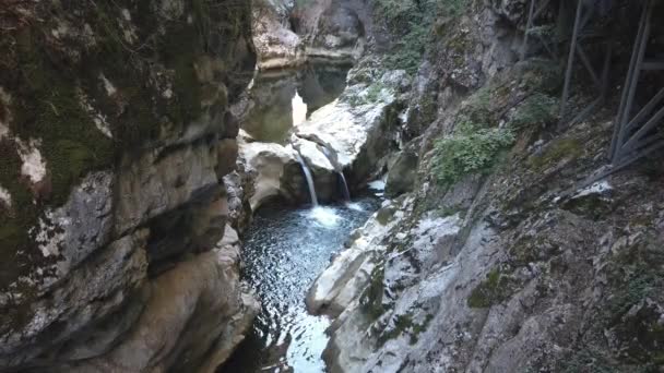 Horma Canyon Com Córrego Água Passarela Madeira Parque Nacional Das — Vídeo de Stock