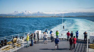 Norveç, Mayıs 2016: Norveç fiyordunda giden feribot yolcuları