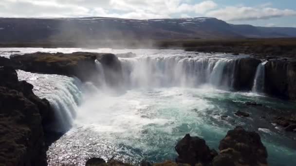Godafoss Καταρράκτης Των Θεών Στην Περιοχή Myvatn Της Ισλανδίας — Αρχείο Βίντεο