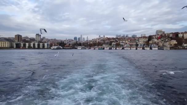 Estambul Turquía Octubre 2018 Barco Pasajeros Del Bósforo Navegando Con — Vídeos de Stock