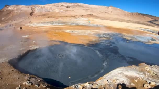 Myvatn Island Květen 2019 Geotermální Oblast Hverir Myvatn Přírodními Parními — Stock video