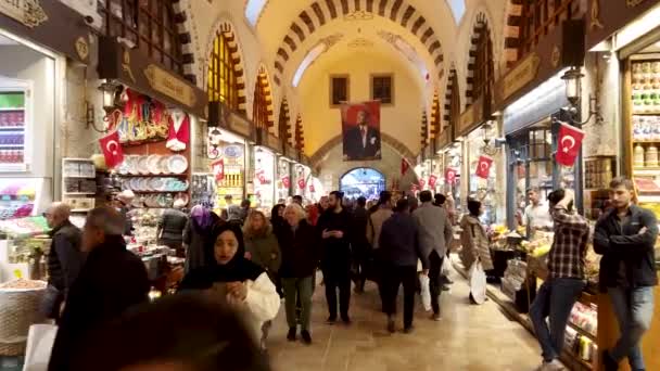 Istanbul Turkiet Oktober 2019 Butiker Och Folkmassor Inne Den Egyptiska — Stockvideo