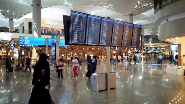 Istambul Turquia Julho 2019 Tabela Horários Informações Voo Novo Aeroporto — Vídeo de Stock
