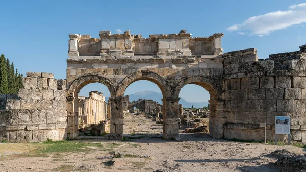 Denizli Turquia Outubro 2019 Ruínas Cidade Hierápolis Pamukkale — Fotografia de Stock