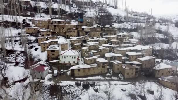 Hizan Bitlis Türkei Februar 2020 Drohnenaufnahme Eines Abgelegenen Dorfes Der — Stockvideo