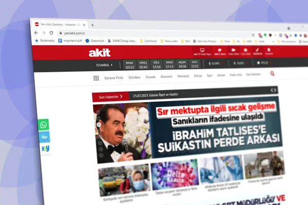 Istanbul Turkiet Juli 2021 Illustrativ Skärmdump Turkiska Akit Tidningen Hemsida — Stockfoto