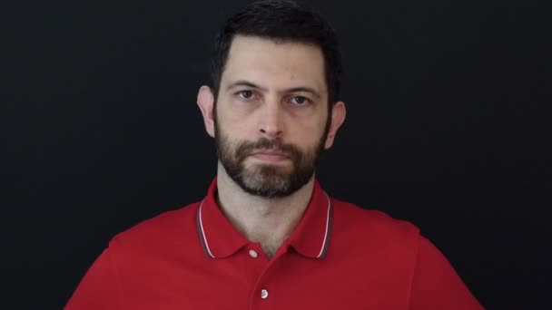 Refus Refus Accepter Homme Déçu Ans Portant Shirt Rouge Posant — Video