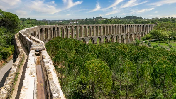 Tomar Portugal Abril 2018 Aqueduto Pego Pelo Castelo Convento Ordem — Fotografia de Stock