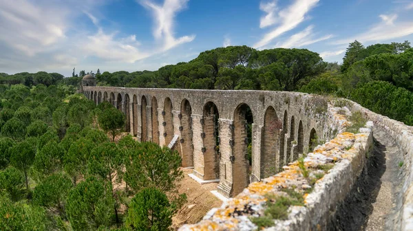 Tomar Portugal Abril 2018 Aqueduto Pego Pelo Castelo Convento Ordem — Fotografia de Stock