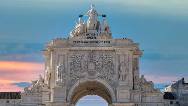 Lisbon Portugal April 2018 Looking Iconic Augusta Street Triumphal Arch — стокове фото